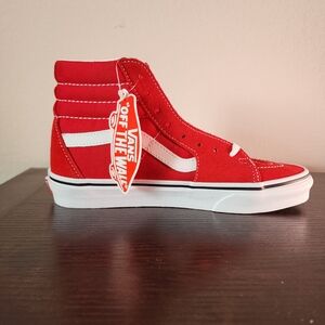 NWOB Vans Red and White Skateboard High Top Shoe Size Women's 8, Men's 6.5